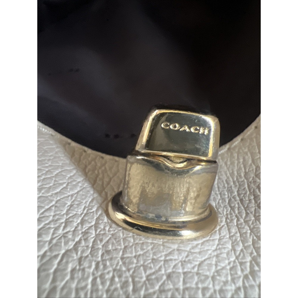 Coach Womens Black Polished Pebble Leather‎ Turnlock Chain Tote Bag 57107 - Picture 16 of 16